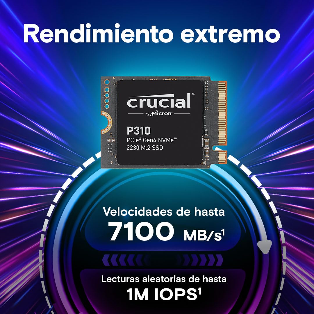 Crucial P310 SSD 1TB PCIe Gen4 NVMe M.2 2230, hasta 7.100 MB/s